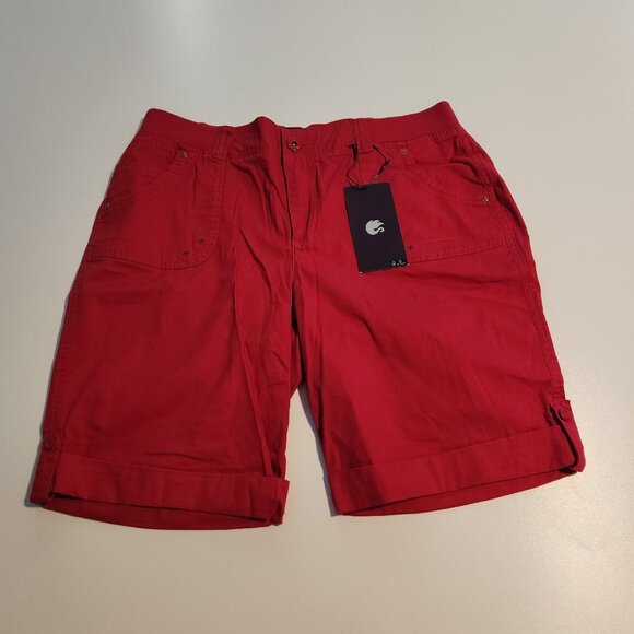 Gloria Vanderbit Shorts High Rise‎ Red Womens Size 14 36-38×10 Stretch Waist NEW - Picture 2 of 15